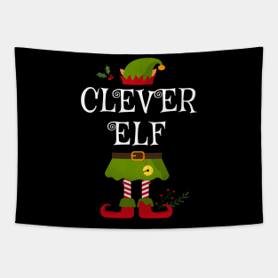 Clever Elf Shirt , Family Matching Group Christmas Shirt, Matching T Shirt for Family, Family Reunion Shirts Tapestry