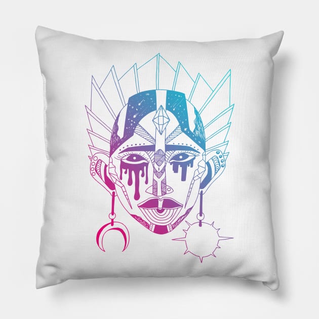 Dual Color African Mask No 12 Pillow by kenallouis