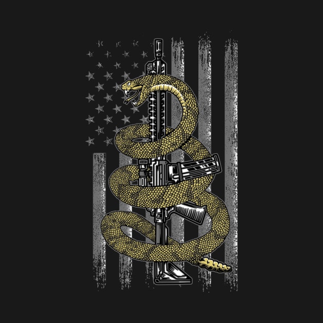 Snake Wrapped Around AR-15 Rifle Gun 2nd Amendment by JOISDRAW ART