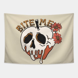 Bite Me Floral Skull Tapestry