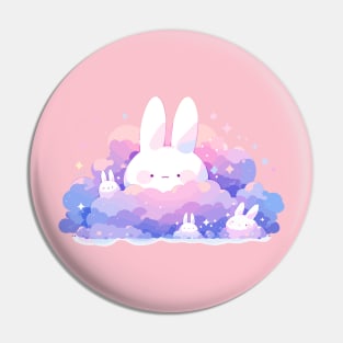 Cuddly Fluffy Baby Bunnies In The Purple Sky Pin