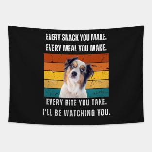 Every snack you make. Australia Shepherd retro design Tapestry