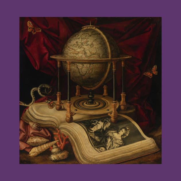 Vanitas Still Life with Celestial Globe, a Book, Shells, a Snake and Butterflies by Carstian Luyckx by Amanda1775