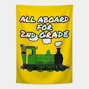 All Aboard For 2nd Grade Steam Train Tapestry