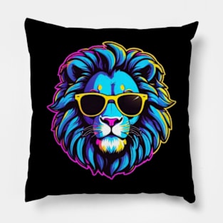 Cool Neon Lion (Small Version) Pillow