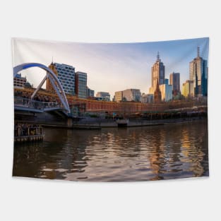 Melbourne, Australia at Sunset on the Yarra River Tapestry