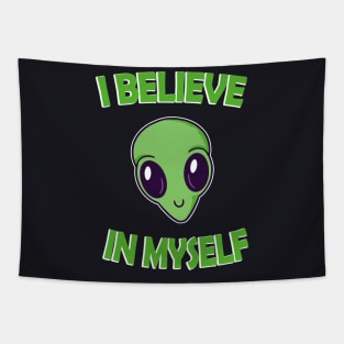 I Blieve in Myself funny Alien Head Tapestry