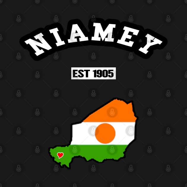 🌍 Niamey Niger Strong, Niger Flag Map, Est 1905, City Pride by Pixoplanet