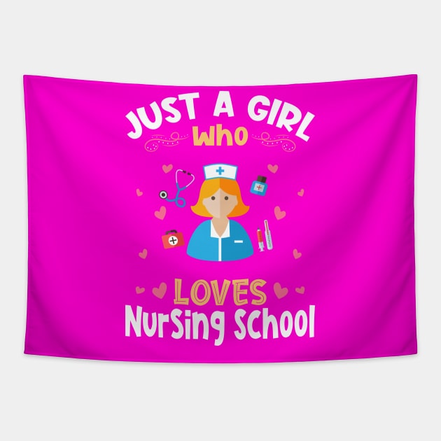 Just a Girl who Loves Nursing School Tapestry by aneisha