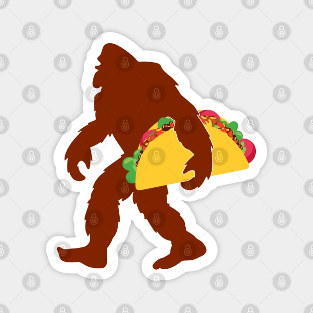 Funny Bigfoot Carrying Tacos Magnet by Illustradise