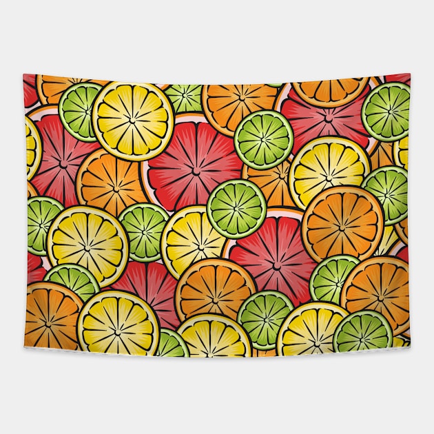 Citrus Craze Tapestry by kascreativity