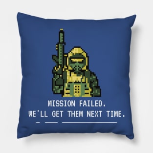 Mission Failed Game Quote Pixel Art Pillow