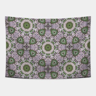 Intricate Green Rounded Triangles on Mauve Background - WelshDesignsTP003 Tapestry