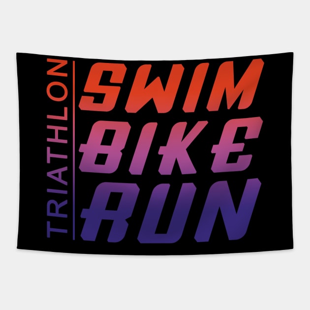 Swim Bike Run Triathlon Tapestry by Wine4ndMilk