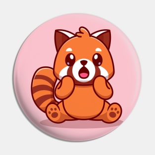 Cute Red Panda Surprised Cartoon Pin
