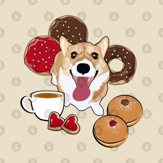 Coffee and Donuts Corgi by MaplewoodMerch