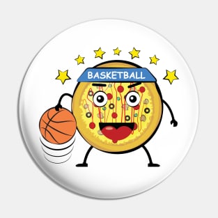 Pizza Basketball Player - Funny Character Illustration Pin