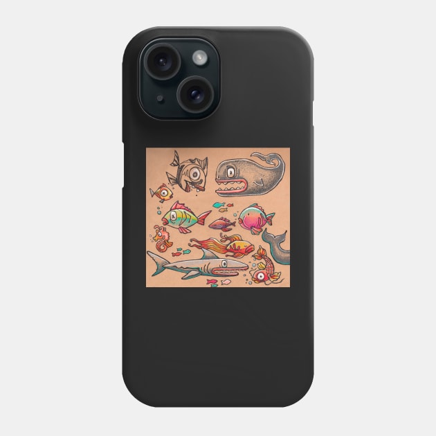 Sea animals illustration Phone Case by bernardojbp