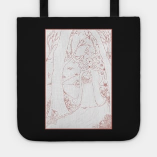 Little Red Riding Hood walking through the forest Tote
