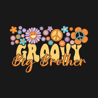 Retro Groovy Big Brother Peace Love Matching Family Bday T-Shirt