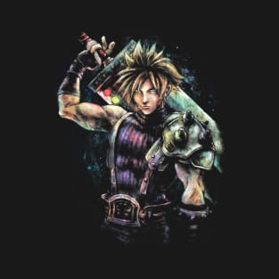 Epic Cloud Strife Final Fantasy VII portrait T-Shirt