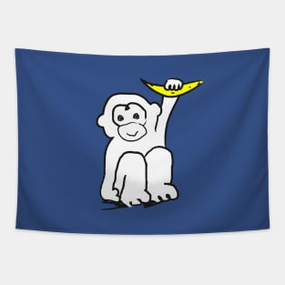 A cute little monkey with a banana in his hand! Tapestry