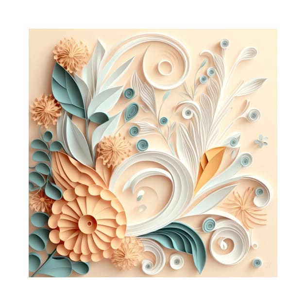 Beautiful floral design with delicate white and vanilla cream shades by UmagineArts