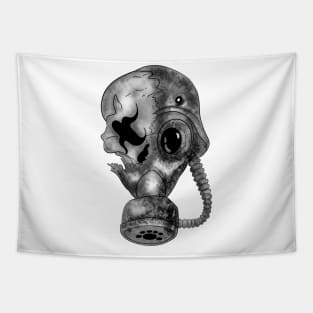 Tattoo Style - Rusty Skull - Black and White Tapestry