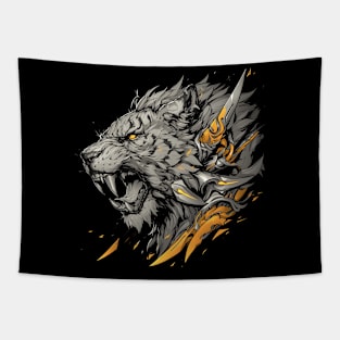 angry lion Tapestry