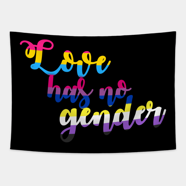 Love Has No Gender Pride Flag Pan Bi Non-binary Tapestry by Love Freely Clothing Company