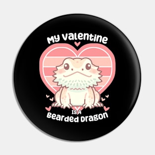 Valentine's Day Bearded Dragon Lizard Reptile Pin