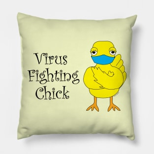 Virus Fighting Chick Side Text Pillow