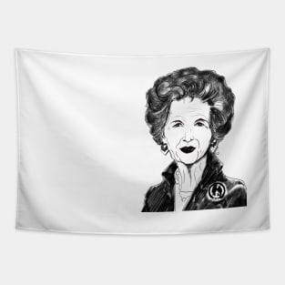Margaret Thatcher, Comic Cartoon/ Caricature. BAN THE BOMB. CND. Tapestry