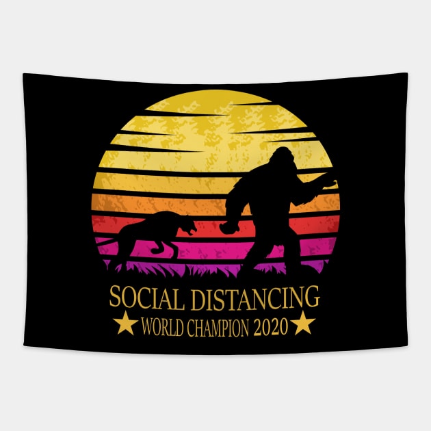 Bigfoot Social Distancing World Champion Tapestry by sufian
