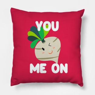 You Turnip Me On Cute Kawaii in Pink Pillow