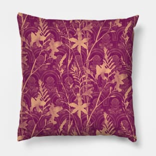 Purple Tile Flowers Pillow