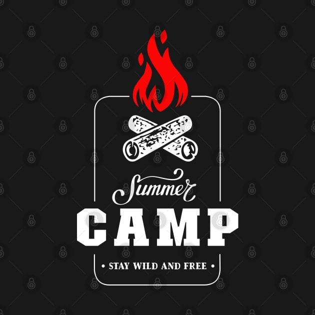 Summer Camp Stay Wild and Free Camping Wildlife Born to Camp Forced To Work Dark Background Camping Campfire Summer Design by ActivLife