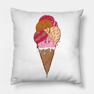 Strawberry Toffee Cute Ice Cream Cone Pillow