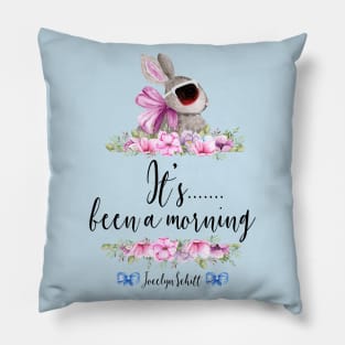 It's Been A Morning - Jocelyn Schitt - Watercolor Bunny Wearing Dark Sunglasses with Floral Borders Pillow