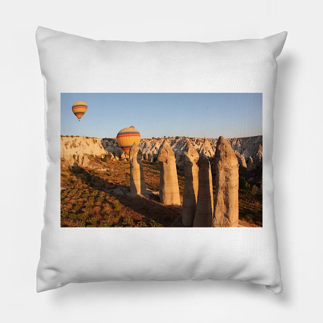 Sunshine Kisses The Balloons, Goreme, Turkey Pillow by Carole-Anne