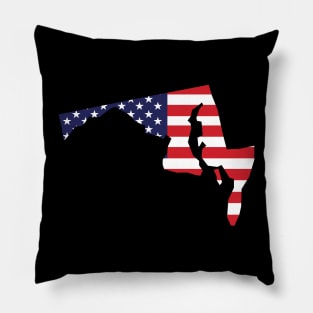 Maryland State Shape Flag Background Pillow