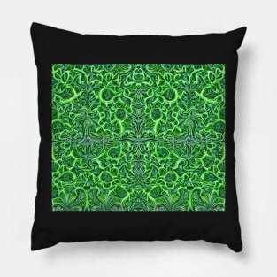 Forest Green Aesthetic Fractal Pattern - Abstract Green Design Pillow