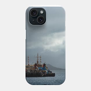 Dive support ships moored at Kyle of Lochalsh near Skye, Scotland Phone Case