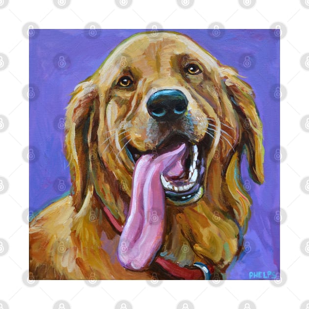 Golden Retriever with Long Tongue by RobertPhelpsArt