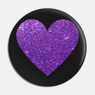 Purple Faux Glitter Heart Pin