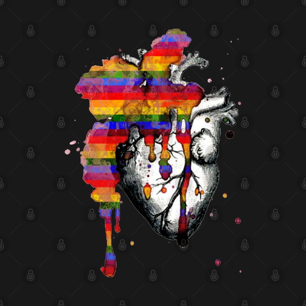 gay pride flag heart explode by loulousworld