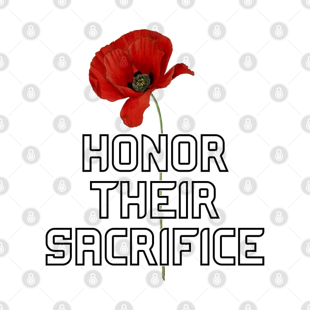 Honor Their Sacrifice Memorial with Red Poppy Flower Back Version (MD23Mrl006) by Maikell Designs