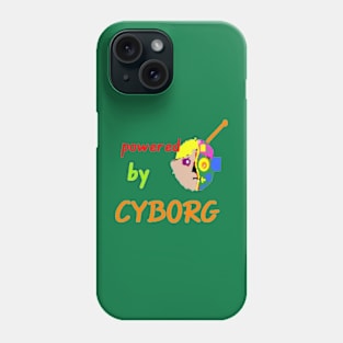 Powered by Cyborg Design on Green Background Phone Case