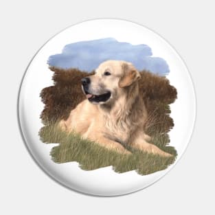 Golden Retriever Painting Pin