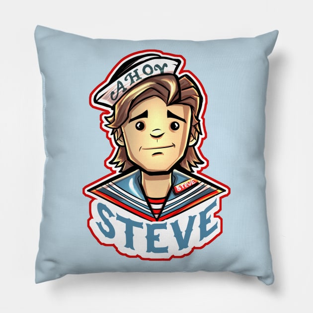 Steve Stranger Things 3 Scoop Troop Pillow by Dustinart